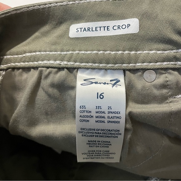 Seven7 Green/Gray Skinny Crop Jeans Pants w/White stitching - Picture 4 of 7